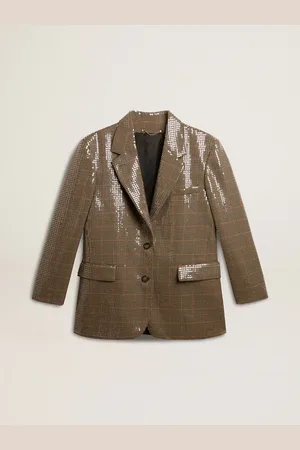 Golden Goose Giacca Da Donna In Pied De Poule Con Ricamo All-over Di Paillettes
