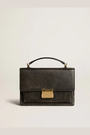 Golden Goose Venezia Bag In Pelle Distressed Di Colore Nero E Dettagli Oro