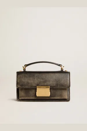 Golden Goose Small Venezia Bag In Pelle Distressed Di Colore Nero E Dettagli Oro