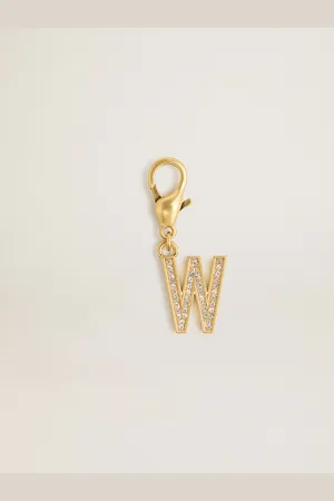 Golden Goose Charm In Ottone A Forma Di Lettera W Color Oro Con Cristalli