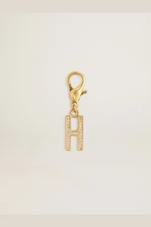 Golden Goose Charm In Ottone A Forma Di Lettera H Color Oro Con Cristalli