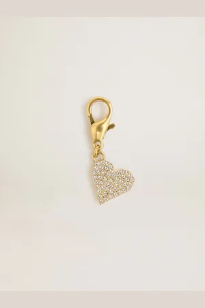 Golden Goose Charm In Ottone A Forma Di Cuore Color Oro Con Cristalli
