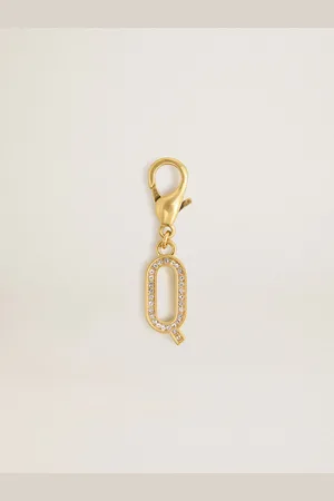 Golden Goose Charm In Ottone A Forma Di Lettera Q Color Oro Con Cristalli
