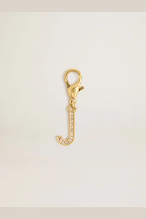 Golden Goose Charm In Ottone A Forma Di Lettera J Color Oro Con Cristalli