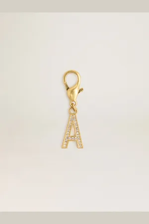 Golden Goose Charm In Ottone A Forma Di Lettera A Color Oro Con Cristalli