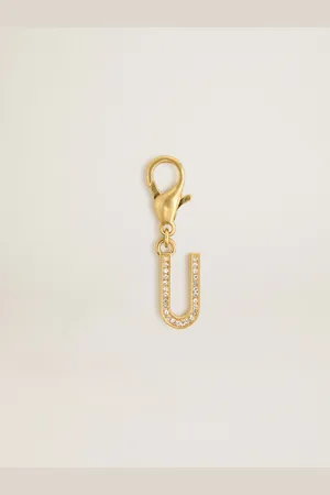 Golden Goose Charm In Ottone A Forma Di Lettera U Color Oro Con Cristalli