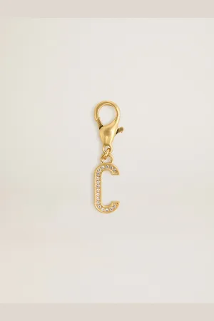 Golden Goose Charm In Ottone A Forma Di Lettera C Color Oro Con Cristalli