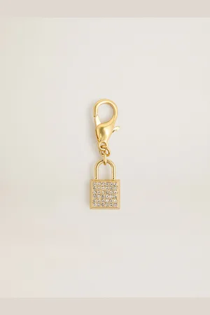 Golden Goose Charm In Ottone A Forma Di Lucchetto Color Oro Con Cristalli