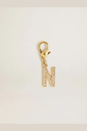 Golden Goose Charm In Ottone A Forma Di Lettera N Color Oro Con Cristalli