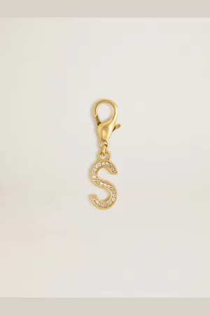 Golden Goose Charm In Ottone A Forma Di Lettera S Color Oro Con Cristalli