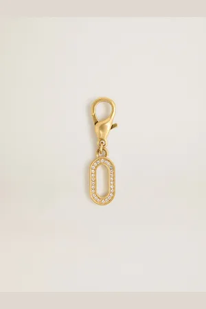 Golden Goose Charm In Ottone A Forma Di Lettera O Color Oro Con Cristalli