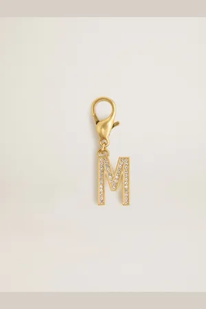 Golden Goose Charm In Ottone A Forma Di Lettera M Color Oro Con Cristalli