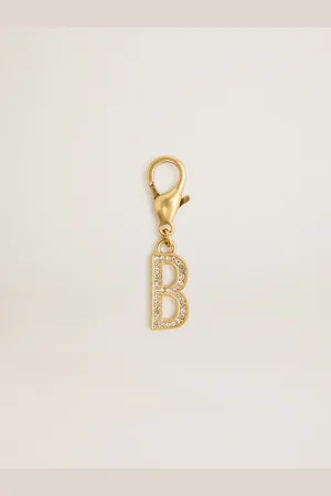 Golden Goose Charm In Ottone A Forma Di Lettera B Color Oro Con Cristalli