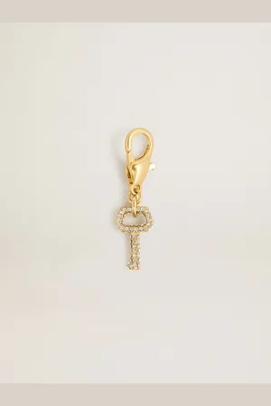 Golden Goose Charm In Ottone A Forma Di Chiave Color Oro Con Cristalli