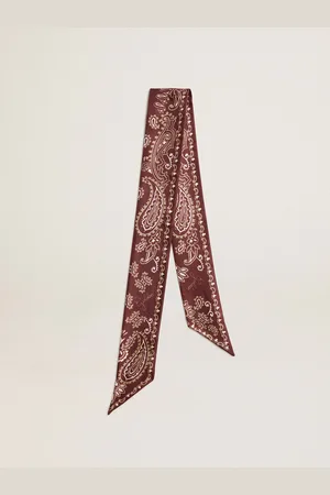 Golden Goose Nastro In Twill Di Seta Color Bordeaux Con Motivo Paisley