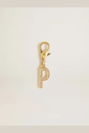Golden Goose Charm In Ottone A Forma Di Lettera P Color Oro Con Cristalli