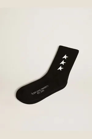 Golden Goose Calzino Di Colore Nero Con Stelle Bianche A Contrasto