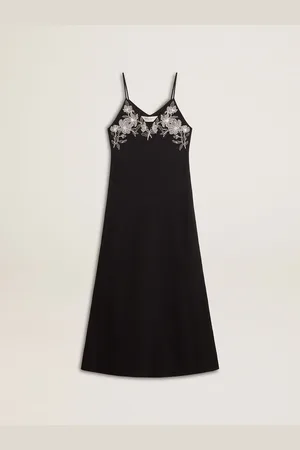 Golden Goose Slip Dress Da Donna Di Colore Nero Con Ricami