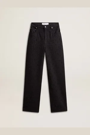 Golden Goose Pantalone Da Donna In Denim Di Cotone Con Cristalli E Pietre Applicate