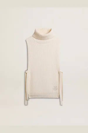 Golden Goose Body Warmer In Lana A Collo Alto Unisex A Costine Di Colore Bianco