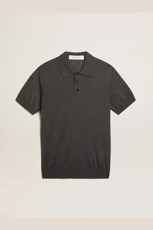 Golden Goose Polo Maniche Corte Da Uomo In Lana Merino Di Colore Grigio