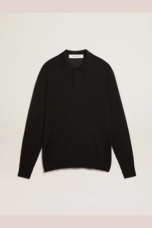 Golden Goose Polo Maniche Lunghe Da Uomo In Lana Merino Di Colore Nero