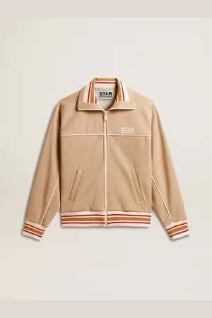 Golden Goose Felpa Con Zip Da Donna Di Colore Beige Chiaro Con Logo Bianco