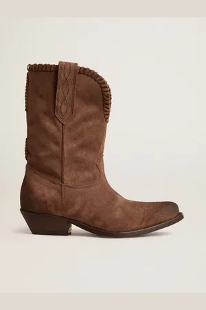 Golden Goose Stivali Bassi Donna In Suede Lavata Marrone Scuro