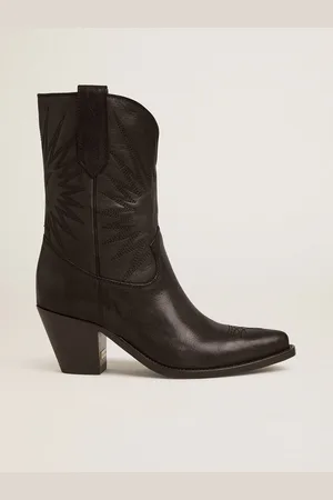 Golden Goose Stivali Wish Star Bassi In Pelle Nera Con Stella A Intarsio Ton Sur Ton