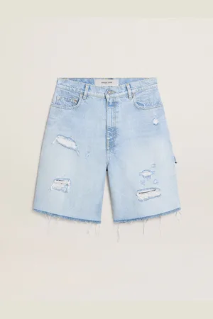 Golden Goose Bermuda Da Donna In Denim Effetto Lived-in