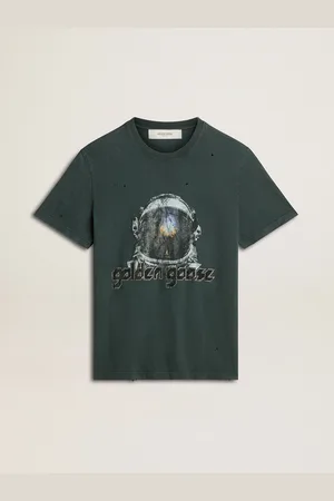 Golden Goose T-shirt Di Colore Nero Con Stampa Multicolor