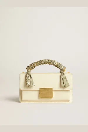 Golden Goose Small Venezia Bag In Pelle Palmellato Burro Personalizzata Con Foulard Intrecciato