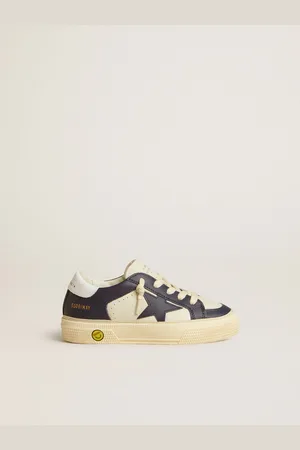 Golden Goose May Young In Pelle Bianca E Blu Con Stella E Talloncino In Pelle