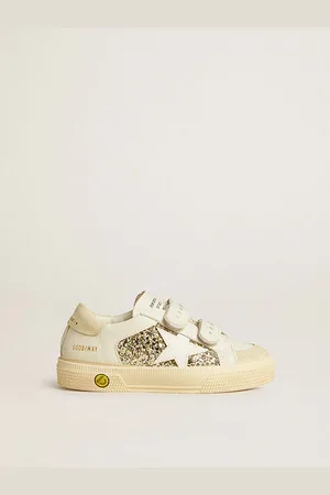 Golden Goose May School Young In Glitter Con Stella In Pelle E Talloncino In Suede