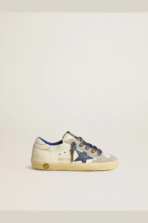 Golden Goose Super-star Young Con Stella In Pelle Blu E Inserti In Suede Ghiaccio