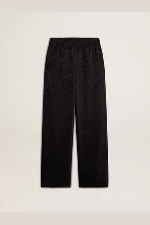 Golden Goose Pantalone Jogging Da Donna Di Colore Nero Con Stampa Ton Sur Ton Toile De Jouy