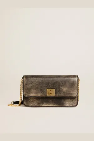 Golden Goose Gioia Bag In Pelle Vintage Di Colore Nero E Dettagli Oro