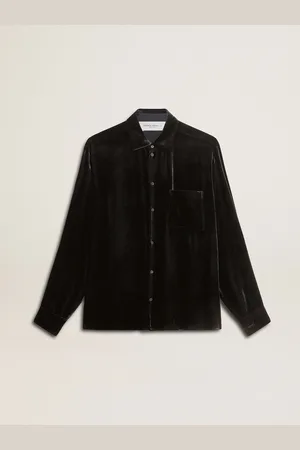 Golden Goose Camicia Di Colore Nero Effetto Velluto E Ricami