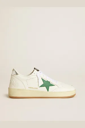 Golden Goose Ball Star Uomo Con Stella In Pelle Verde E Talloncino In Pelle Laminata