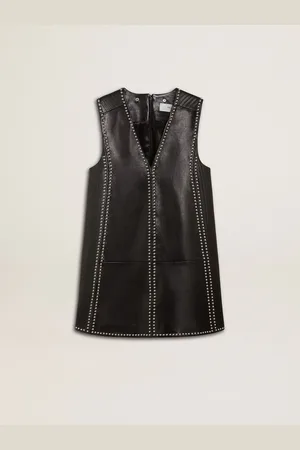 Golden Goose Vestito Da Donna In Nappa Di Colore Nero Con Borchie