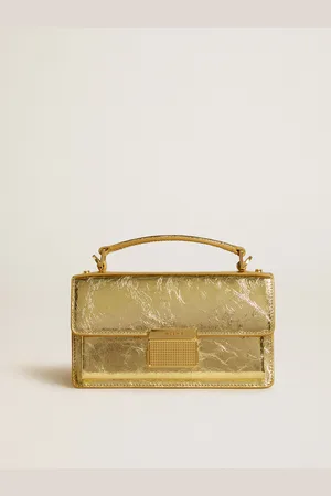 Golden Goose Small Venezia Bag In Pelle Laminata Di Color Oro E Dettagli Oro