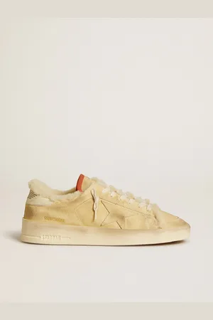 Golden Goose Stardan In Suede Beige Con Talloncino In Pelle E Fodera In Shearling