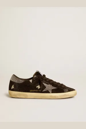 Golden Goose Super-star Uomo In Suede E Cristalli Swarovski Con Stella Argento