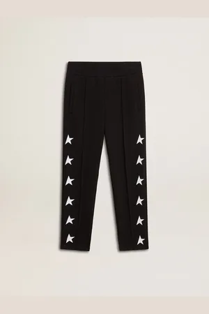 Golden Goose Pantalone Jogging Di Colore Nero Da Bambino Con Stelle Bianche