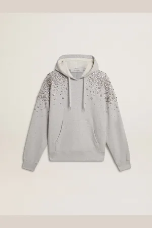 Golden Goose Felpa Con Cappuccio Di Colore Grigio Con Applicazione Di Cristalli