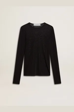 Golden Goose T-shirt Girocollo Da Donna Di Colore Nero