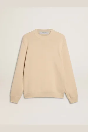 Golden Goose Maglione Girocollo Da Uomo Di Colore Beige Con Scritta 