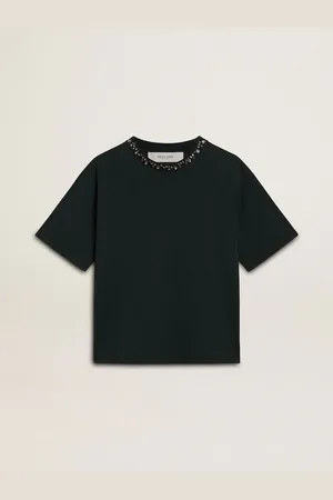 Golden Goose T-shirt Da Donna Di Colore Nero Con Cristalli