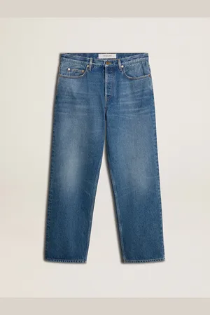 Golden Goose Jeans Loose Dal Lavaggio Medio Di Colore Blu