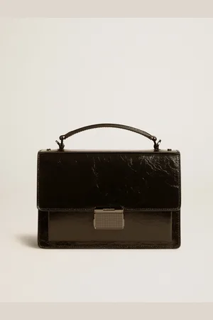 Golden Goose Venezia Bag In Pelle Laminata Di Color Nero E Dettagli Neri